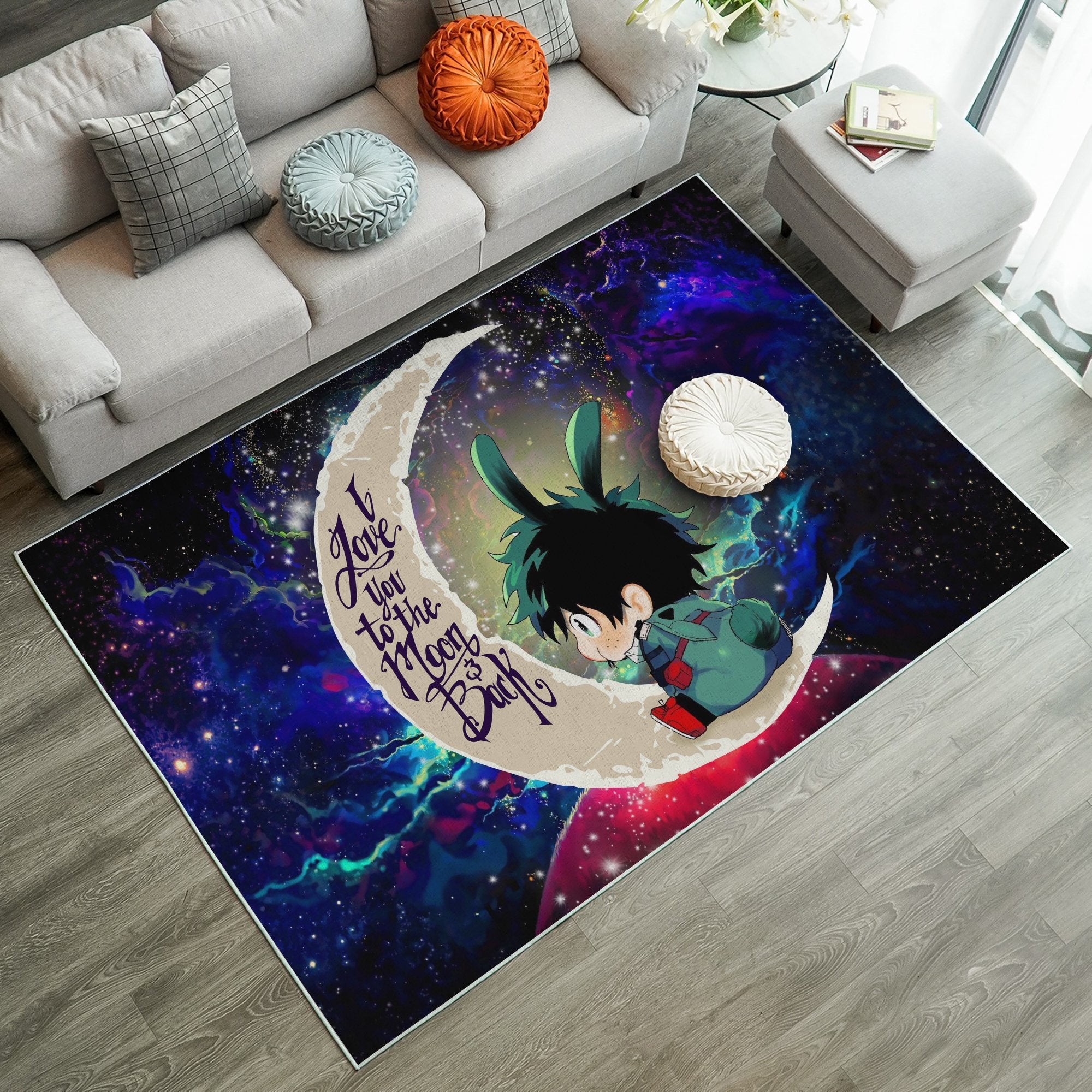 Tapis Deku My Hero Academia AnimeLove You To The Moon Galaxy Carpet Rug Home Room Decor – Image 2