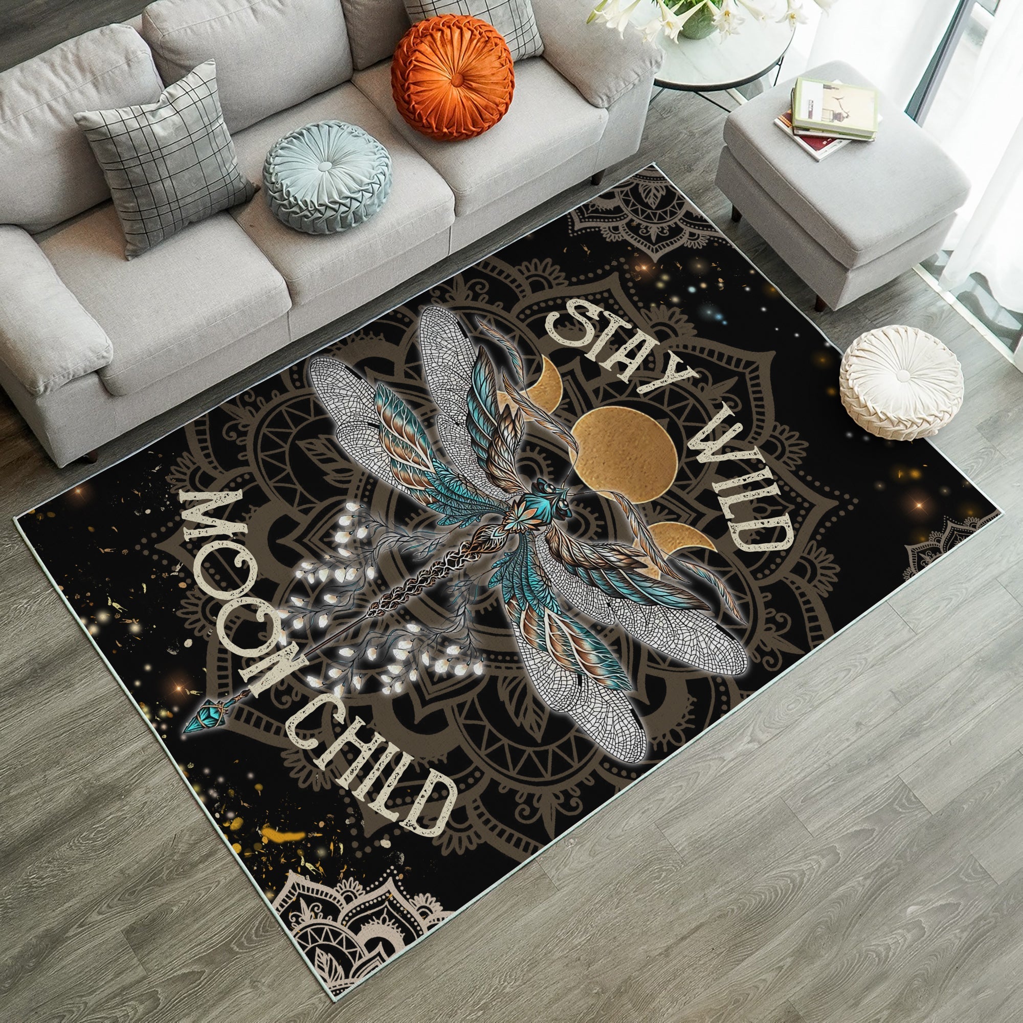 Tapis Dragonfly Stay Wild Moon Child Rug Carpet Rug Home Room Decor – Image 2