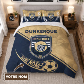 Housse de Couette Union Sportive du Littoral de Dunkerque – Parure de Lit USLD 3D Imprimé Supporter