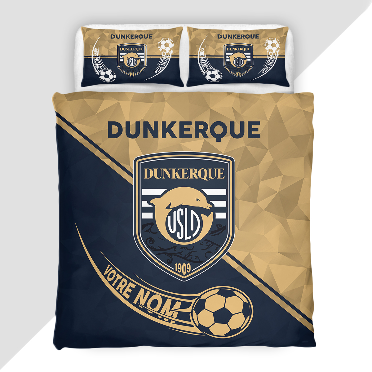 Housse de Couette Union Sportive du Littoral de Dunkerque - Parure de Lit USLD 3D Imprimé Supporter – Image 2