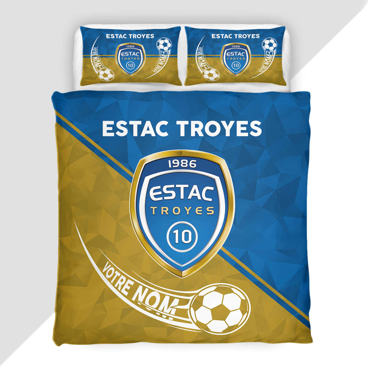 Housse de Couette Espérance Sportive Troyes Aube Champagne - Parure de Lit ESTAC 3D Imprimé Supporter – Image 2