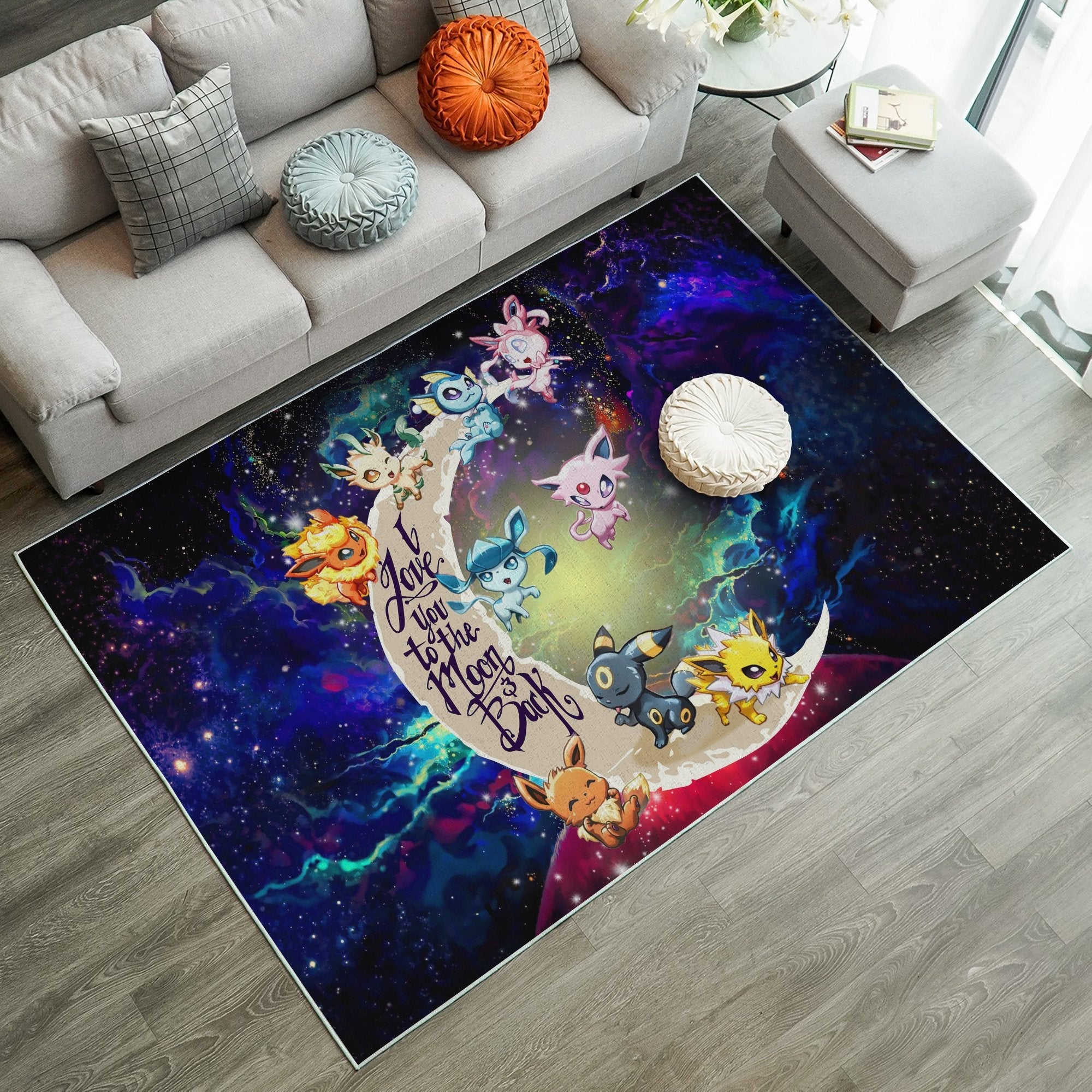 Tapis Eevee Evolution Pokemon Love You To The Moon Galaxy Carpet Rug Home Room Decor – Image 2