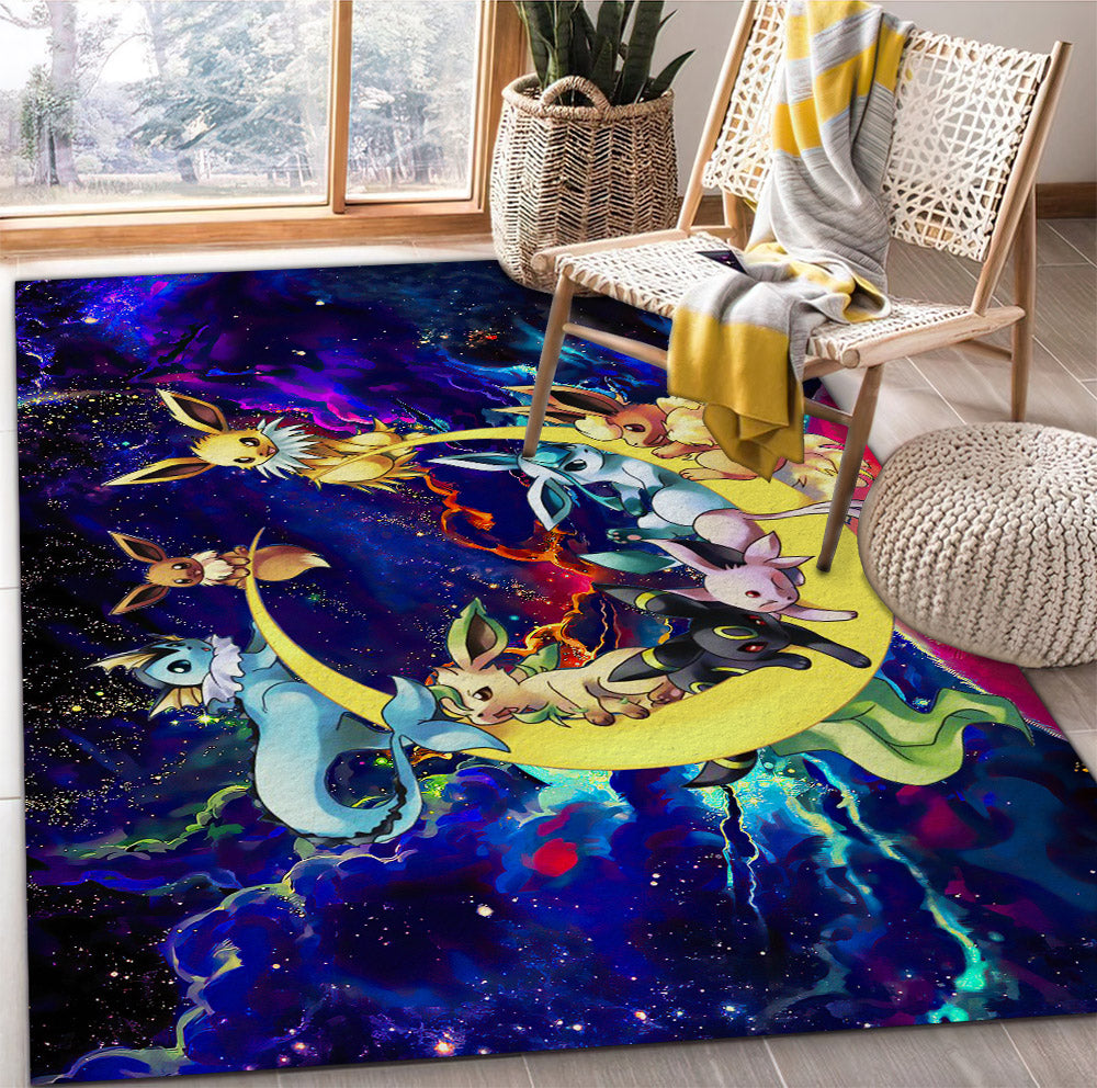 Tapis Eevee Evolution Pokemon Family Love You To The Moon Galaxy Rug Carpet Rug Home Room Decor – Image 2