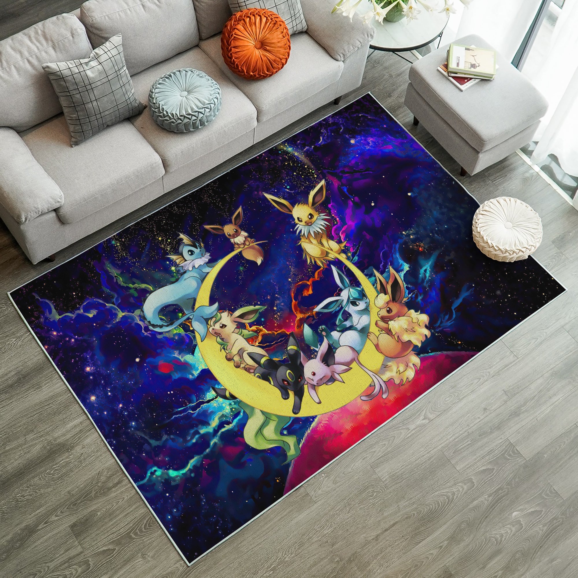 Tapis Eevee Evolution Pokemon Family Love You To The Moon Galaxy Rug Carpet Rug Home Room Decor – Image 3