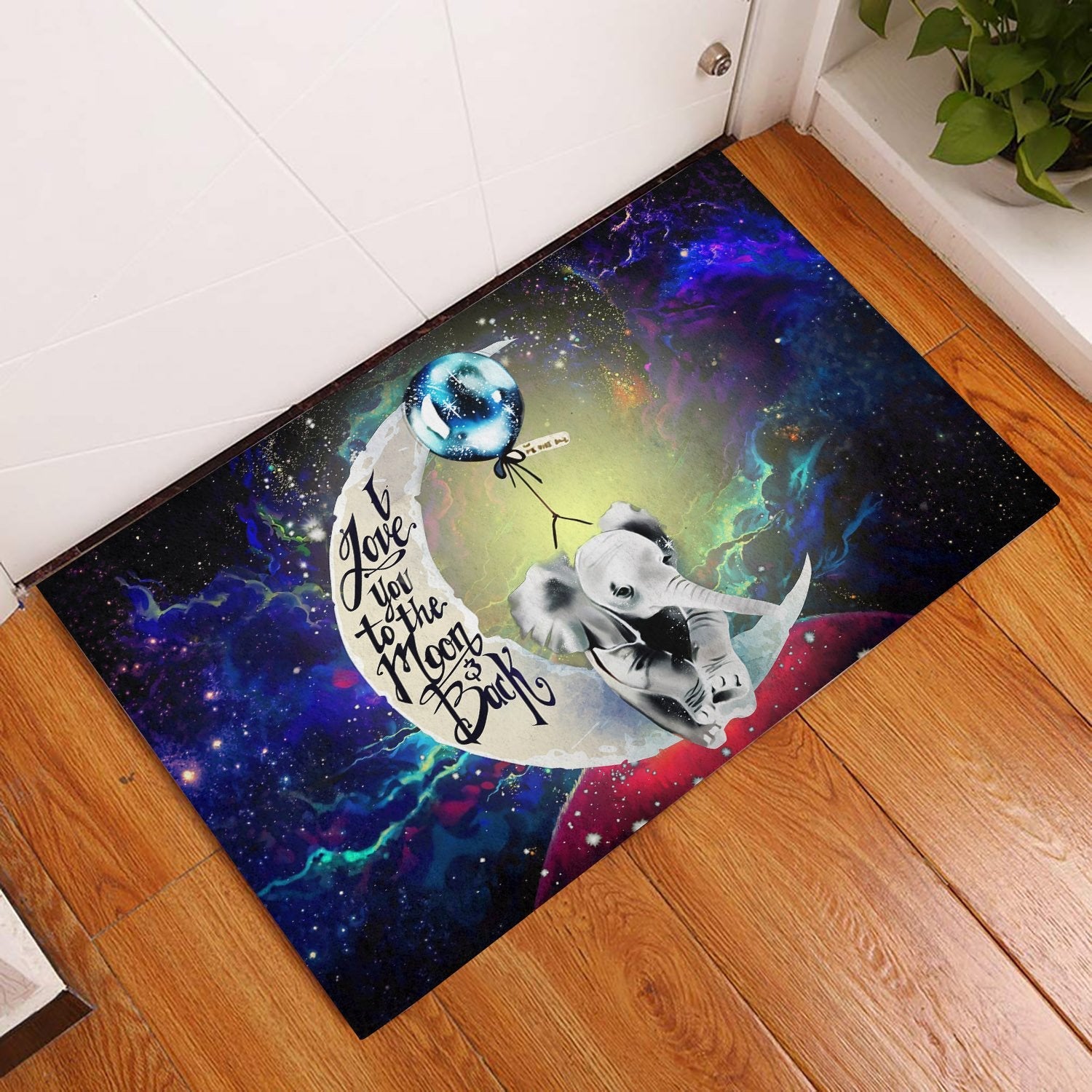 Tapis Elephant Love You To The Moon Galaxy Back Doormat Home Decor – Image 2