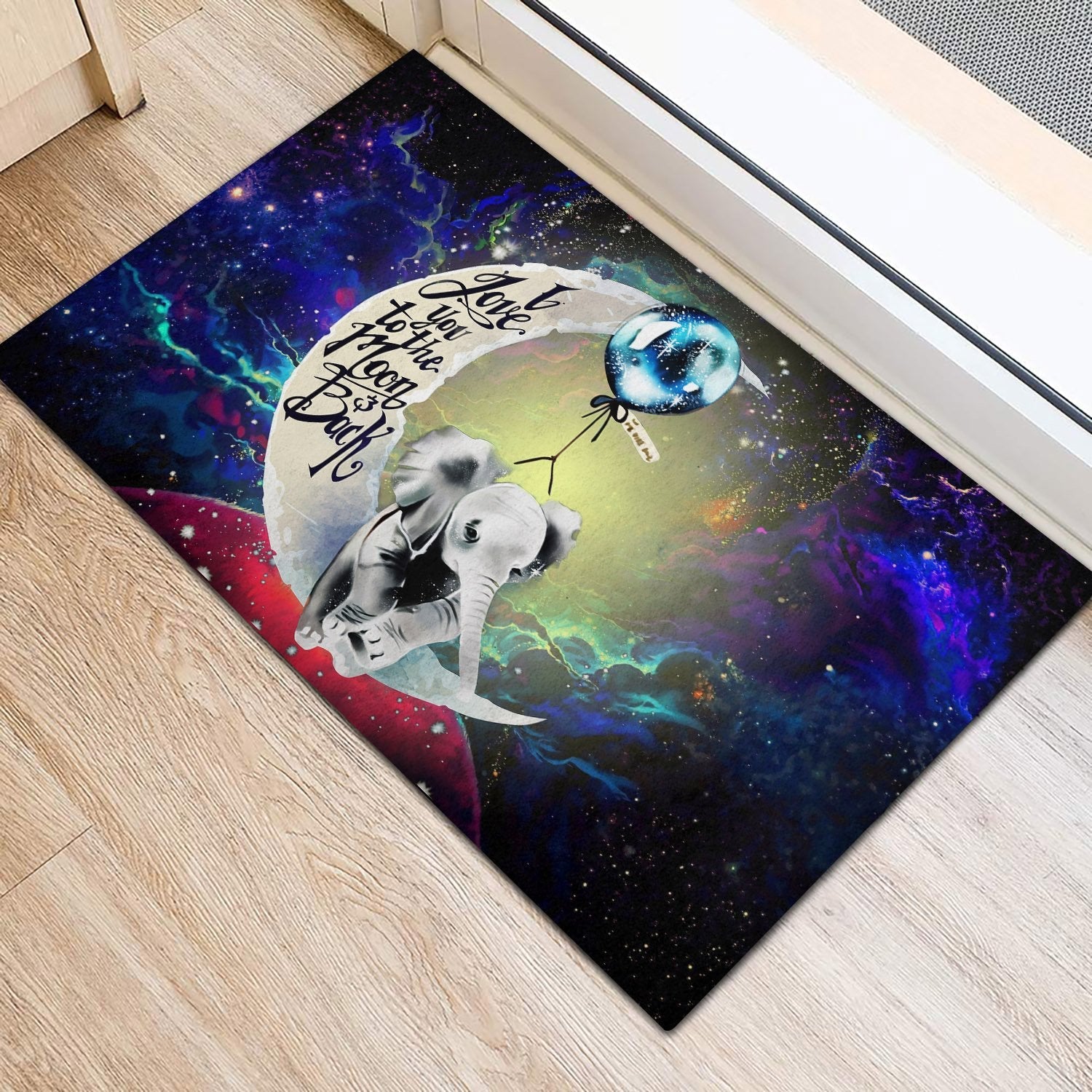 Tapis Elephant Love You To The Moon Galaxy Back Doormat Home Decor – Image 3