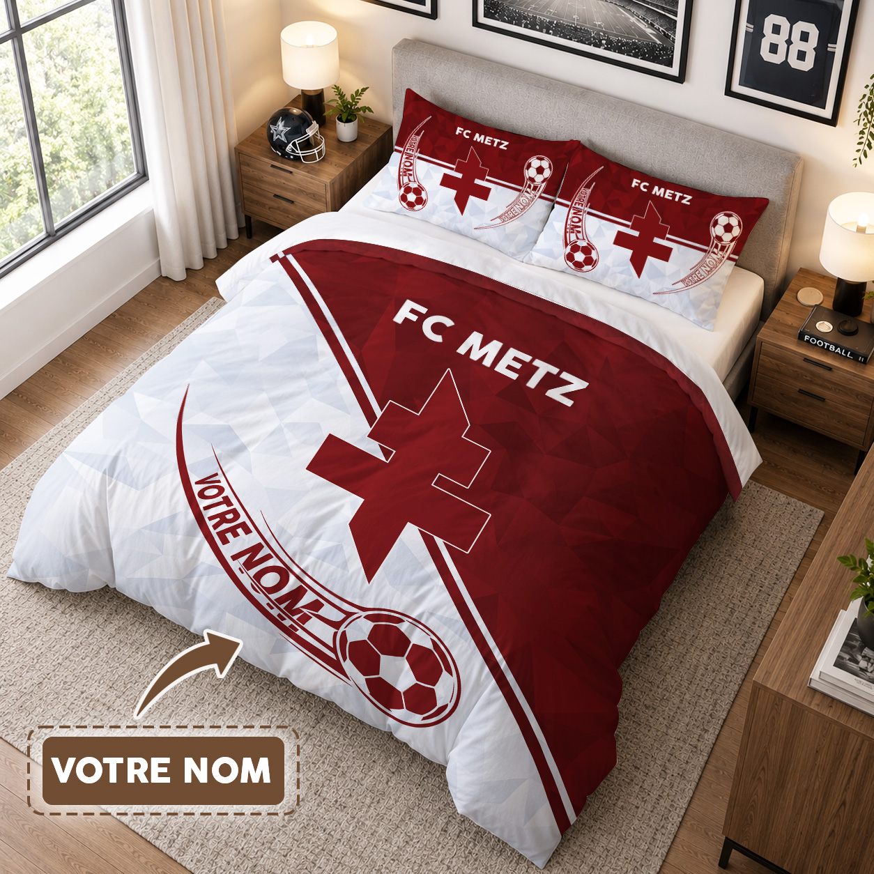 Housse de Couette Football Club de Metz - Parure de Lit FCM 3D Imprimé Supporter – Image 3