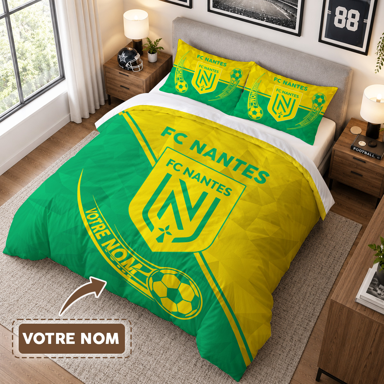 Housse de Couette Football Club de Nantes - Parure de Lit FCN 3D Imprimé Supporter – Image 3
