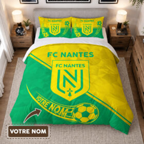 Housse de Couette Football Club de Nantes – Parure de Lit FCN 3D Imprimé Supporter