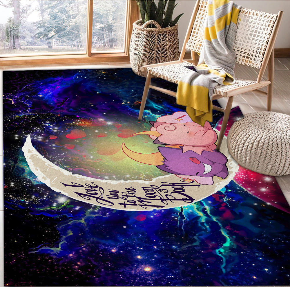 Tapis Gengar And Clefable Cute Pokemon Love You To The Moon Galaxy Rug Carpet Rug Home Room Decor – Image 2
