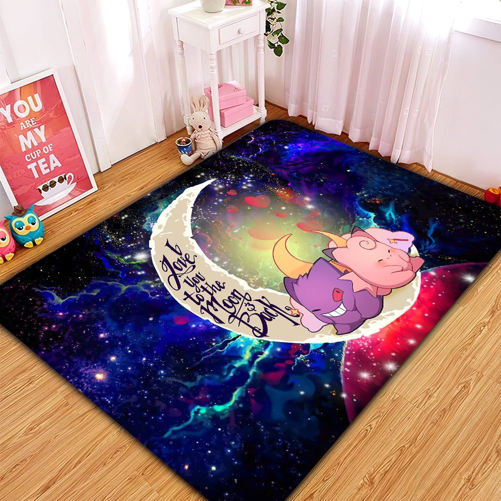 Tapis Gengar And Clefable Cute Pokemon Love You To The Moon Galaxy Rug Carpet Rug Home Room Decor