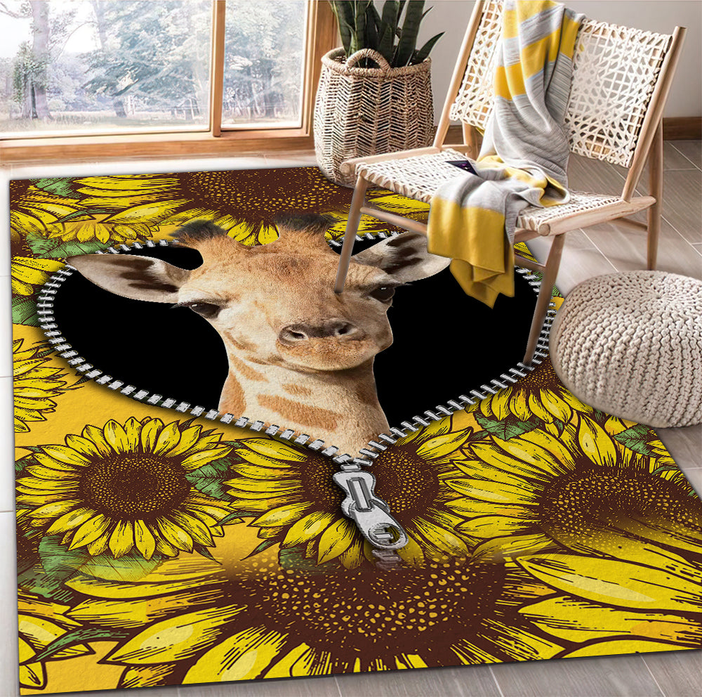 Tapis Giraffe Sunflower Zipper Rug Carpet Rug Home Room Decor – Image 3