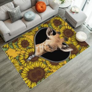 Alternative view of Tapis Giraffe Sunflower Zipper Rug Carpet Rug Home Room Decor