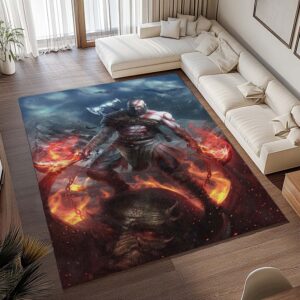 Alternative view of Tapis God of War Ragnarök – Kratos au combat 2