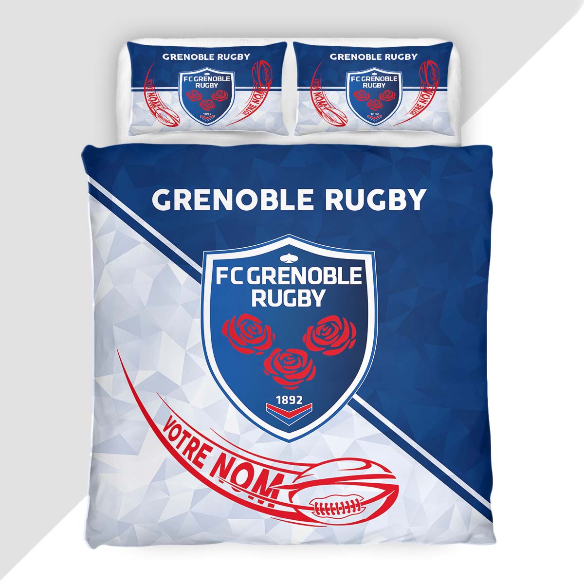 Housse de Couette FC Grenoble Rugby - Parure de Lit Rugby 3D Imprimé Supporter – Image 2