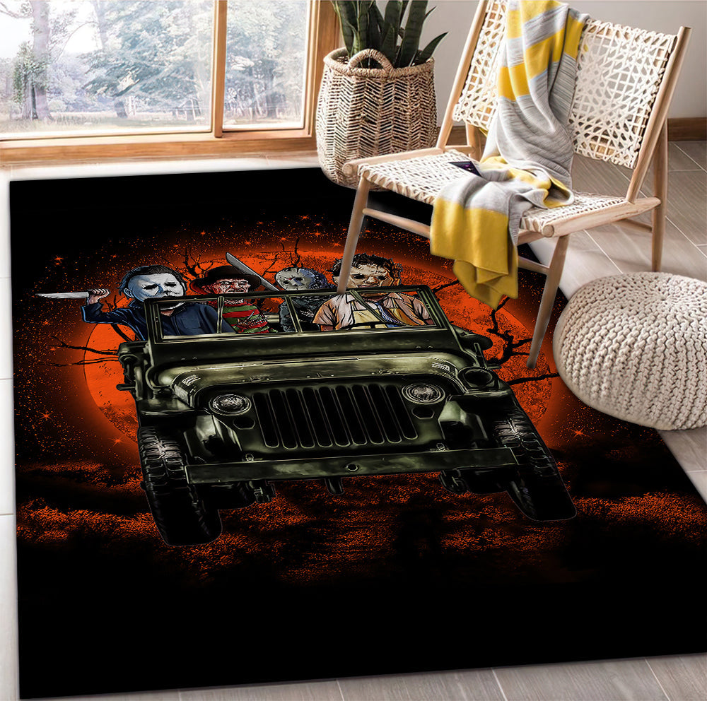 Tapis Halloween Horro Movie Ride Jeep Funny Anime Moonlight Rug Carpet Rug Home Room Decor – Image 2