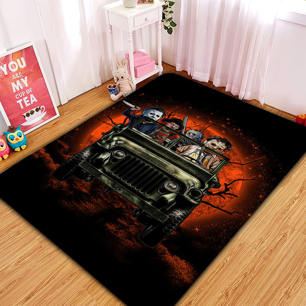 Tapis Halloween Horro Movie Ride Jeep Funny Anime Moonlight Rug Carpet Rug Home Room Decor