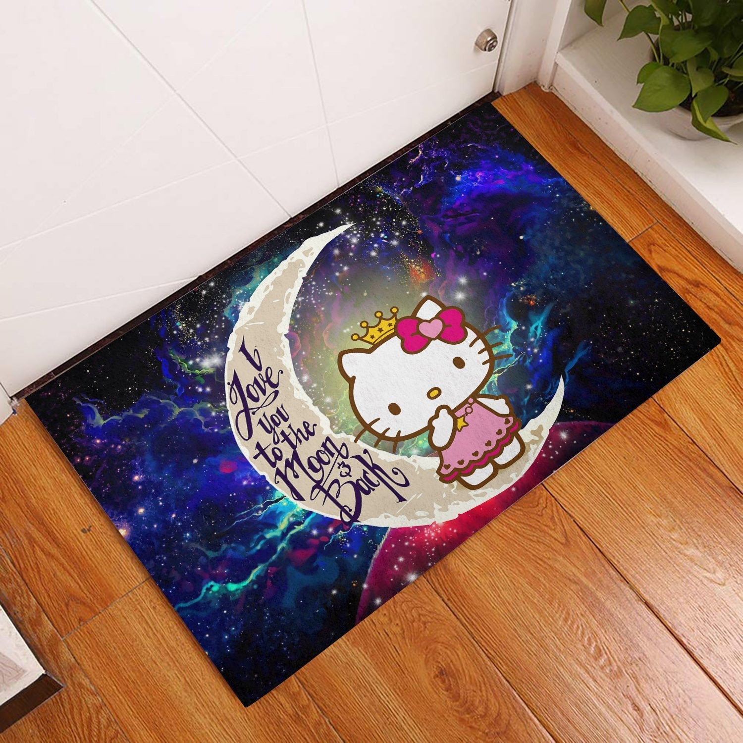 Tapis Hello Kitty Love You To The Moon Galaxy Back Doormat Home Decor – Image 2