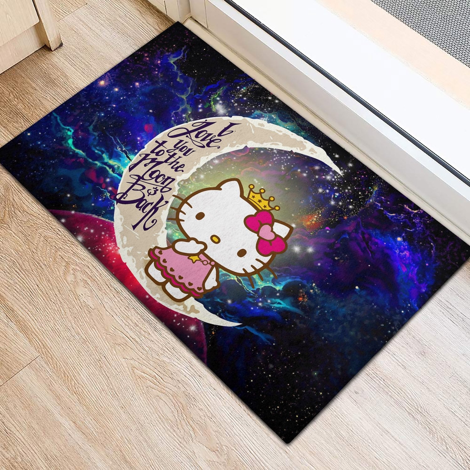 Tapis Hello Kitty Love You To The Moon Galaxy Back Doormat Home Decor – Image 3