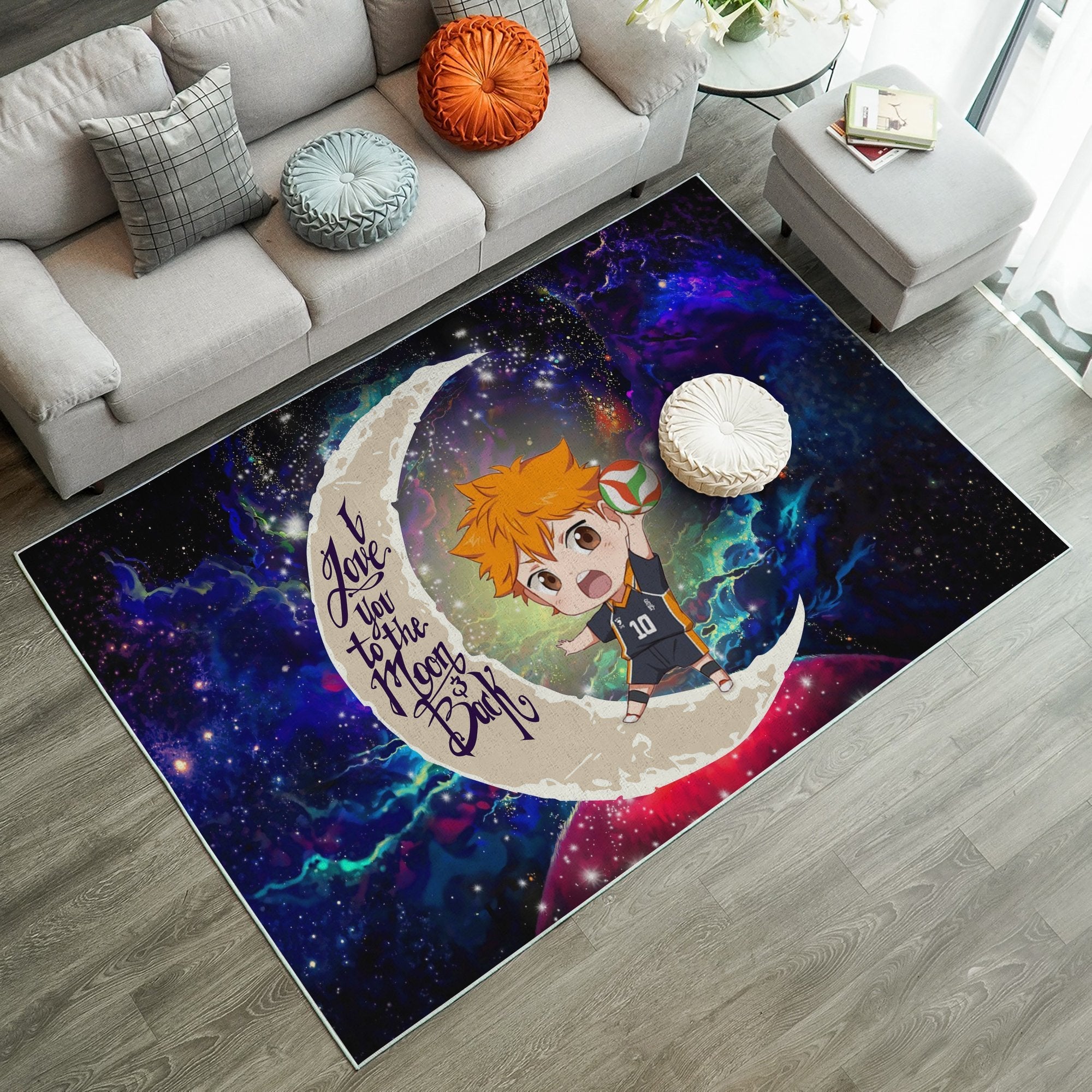 Tapis Hinata Haikyuu Love You To The Moon Galaxy Carpet Rug Home Room Decor – Image 2