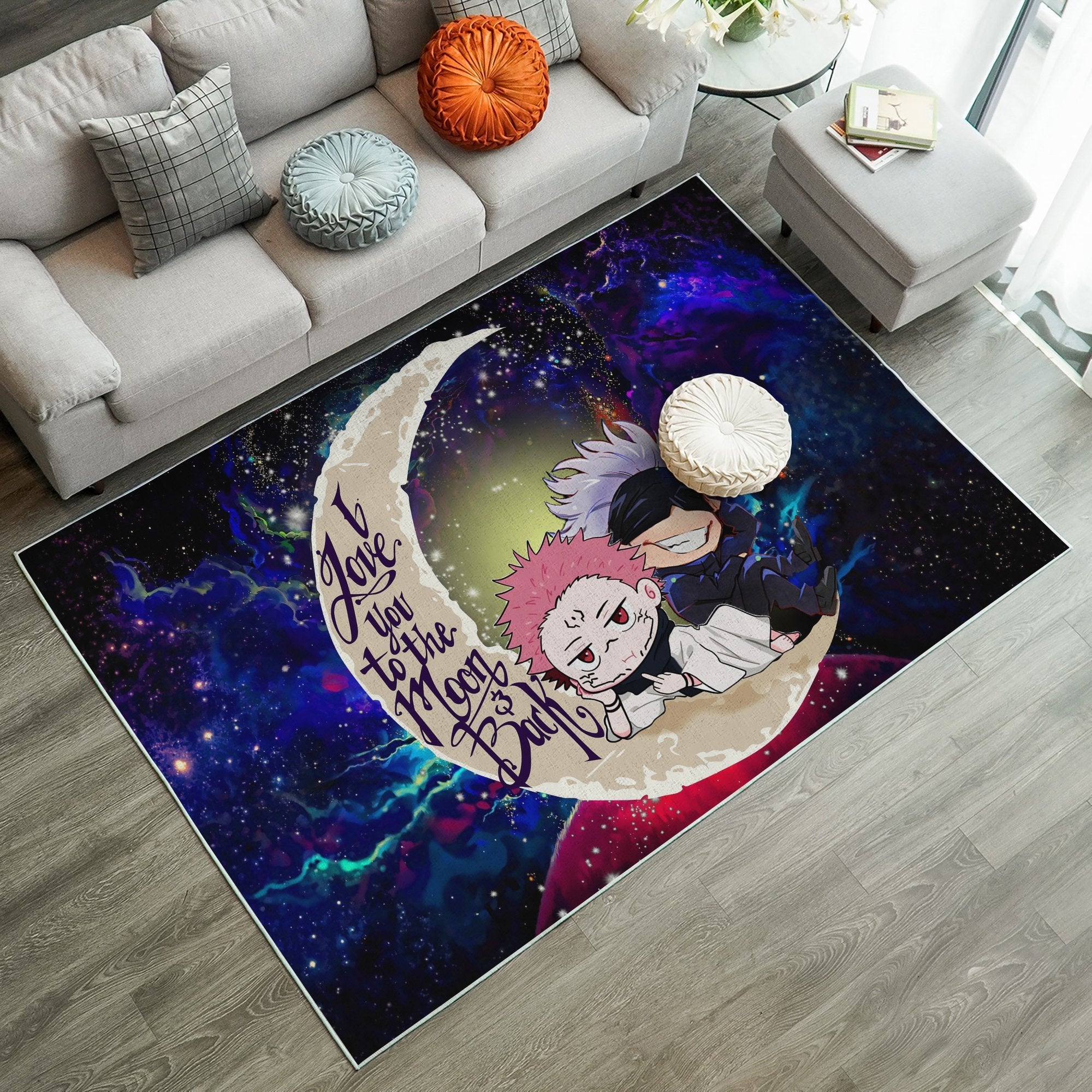 Tapis Jujutsu Kaisen Gojo Sakuna Chibi Anime Love You To The Moon Galaxy Carpet Rug Home Room Decor – Image 2