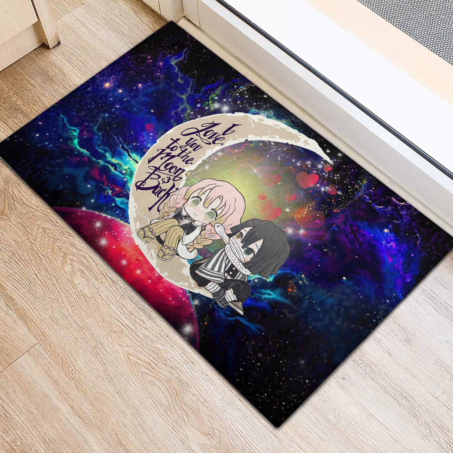 Tapis Kanroji And Kaburamaru Demon Slayer Love You To The Moon Galaxy Doormat Home Decor – Image 2