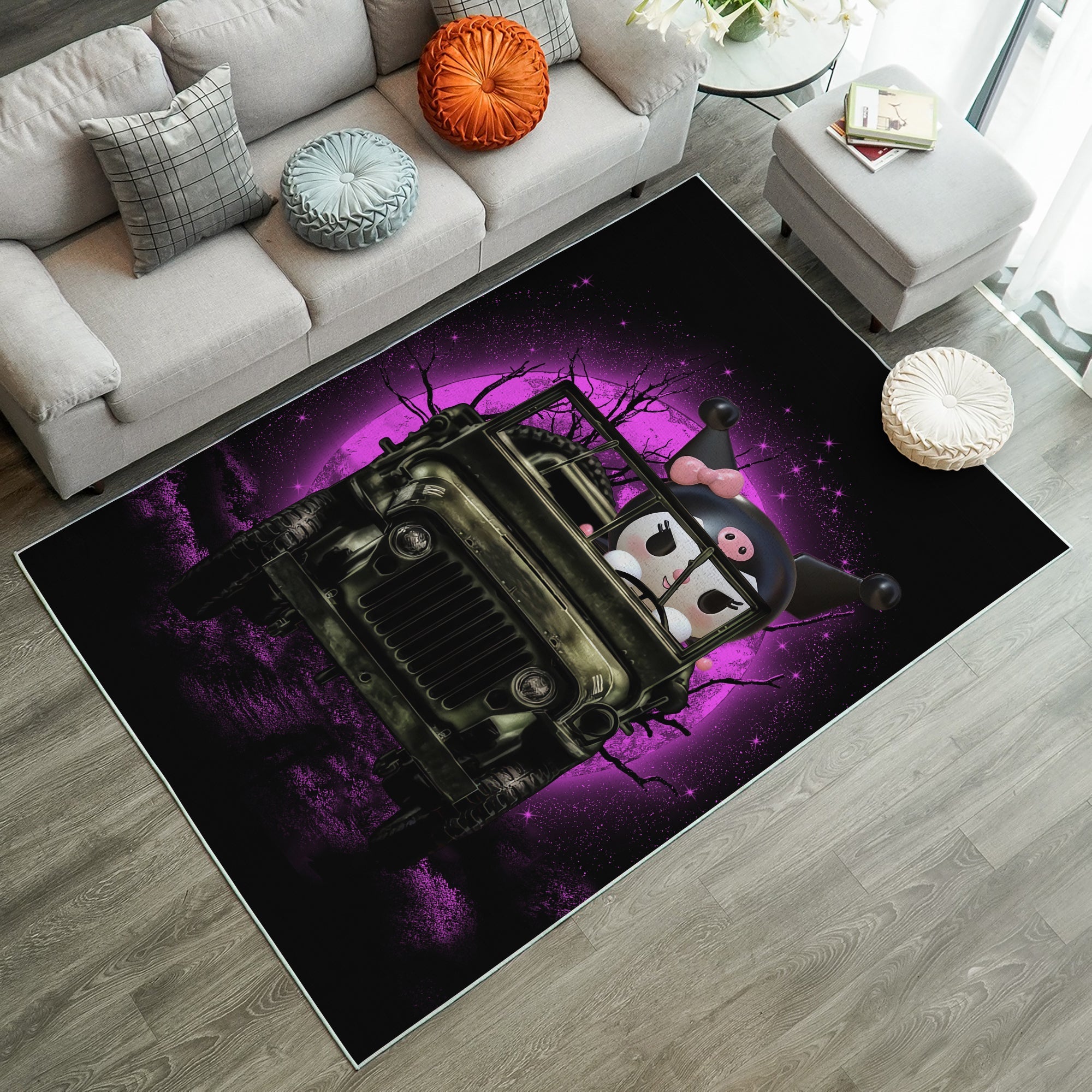 Tapis Kuromi Ride Jeep Funny Anime Moonlight Rug Carpet Rug Home Room Decor – Image 3