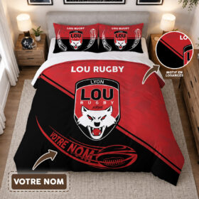 Housse de Couette LOU Rugby – Parure de Lit Rugby 3D Imprimé Supporter