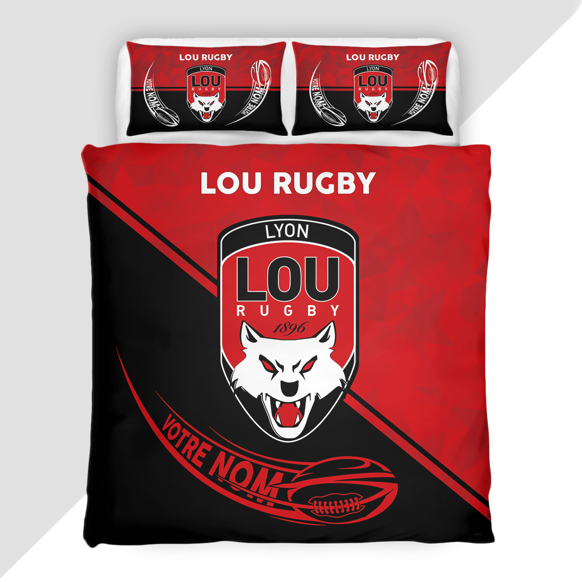 Housse de Couette LOU Rugby - Parure de Lit Rugby 3D Imprimé Supporter – Image 2