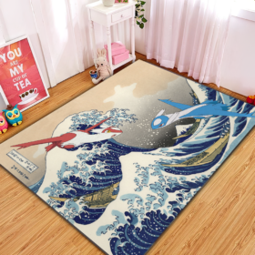 Tapis Latios Vs Latias Pokemon The Great Wave Carpet Rug Home Room Decor