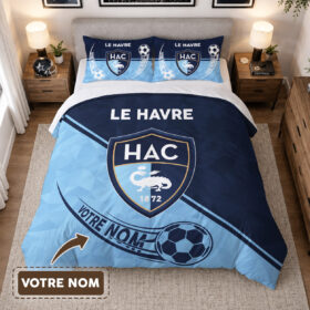 Housse de Couette Le Havre Athlétique Club – Parure de Lit HAC 3D Imprimé Supporter