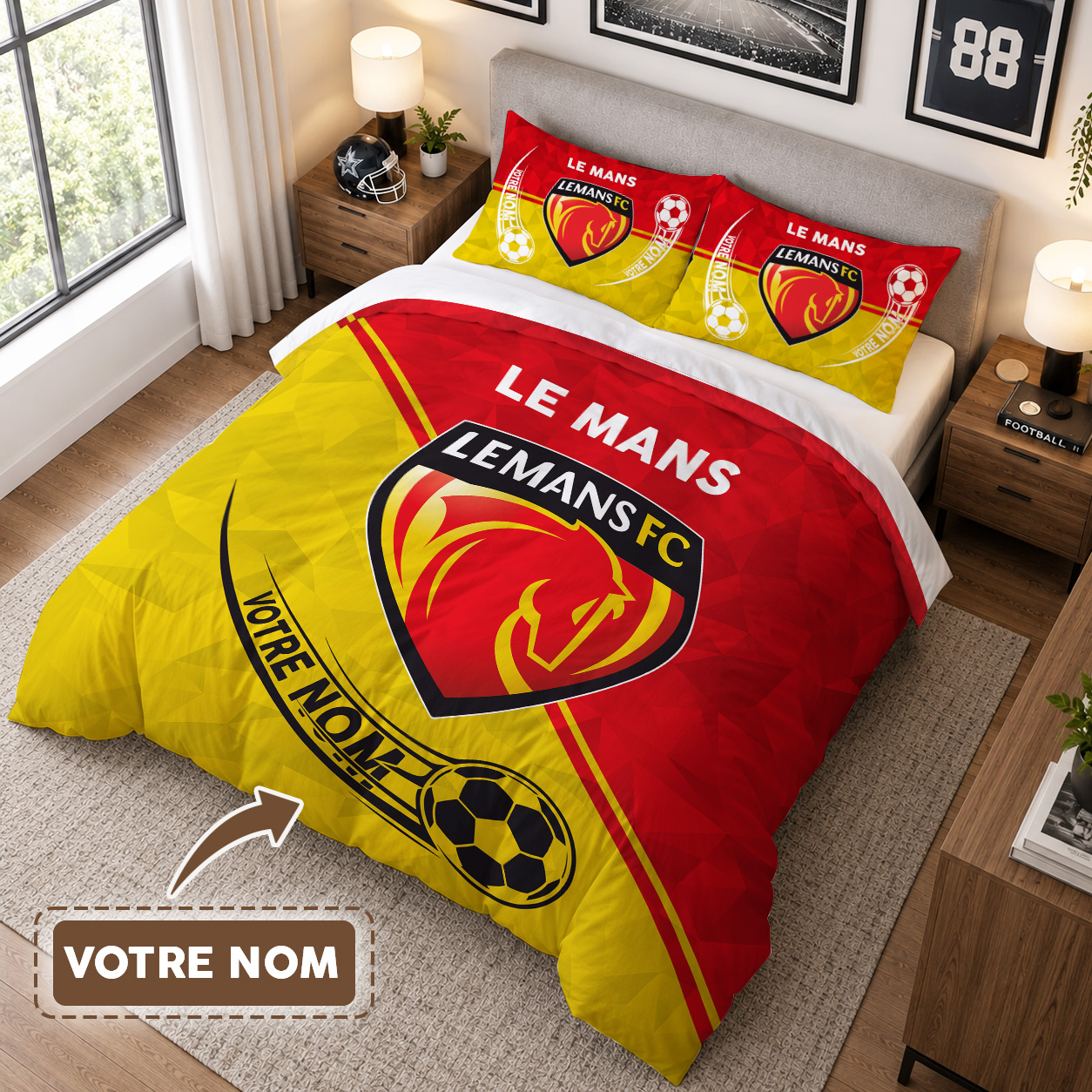 Housse de Couette Le Mans Football Club - Parure de Lit LMFC 3D Imprimé Supporter – Image 3