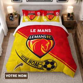 Housse de Couette Le Mans Football Club – Parure de Lit LMFC 3D Imprimé Supporter