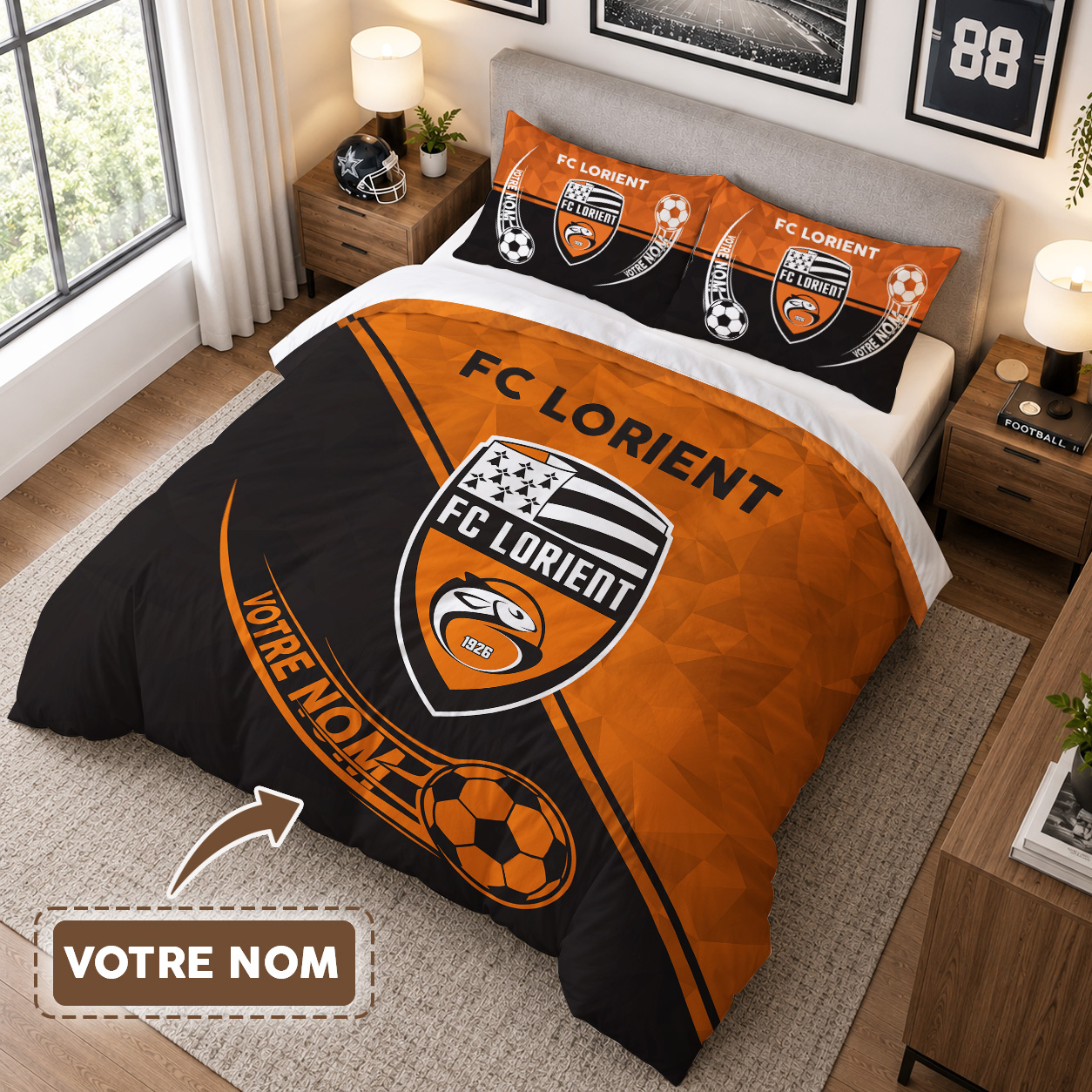 Housse de Couette Football Club Lorient - Parure de Lit FCL 3D Imprimé Supporter – Image 3