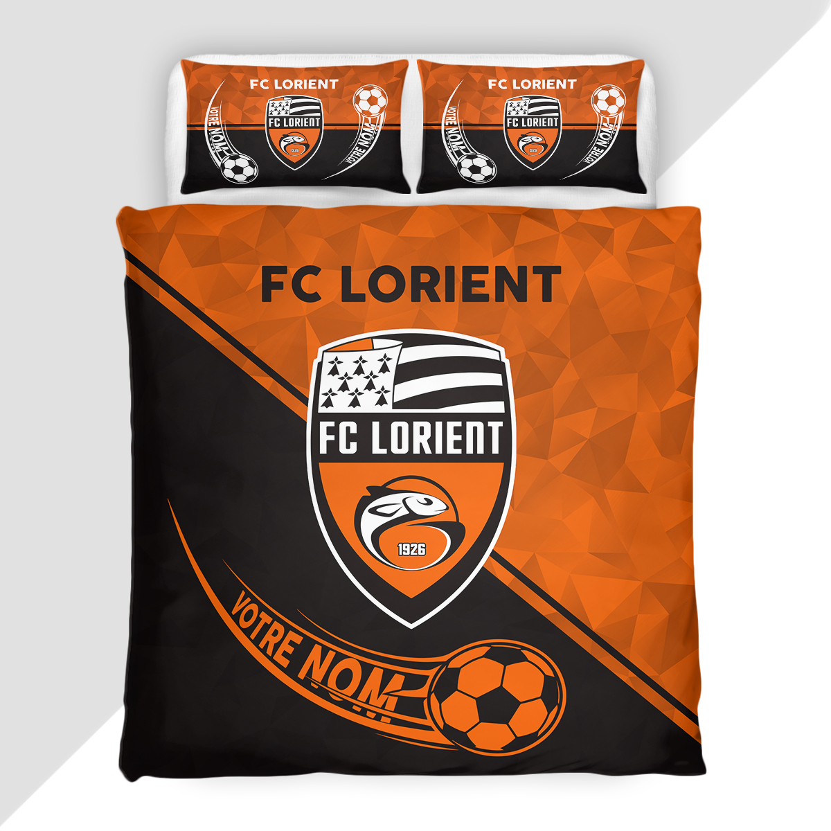 Housse de Couette Football Club Lorient - Parure de Lit FCL 3D Imprimé Supporter – Image 2