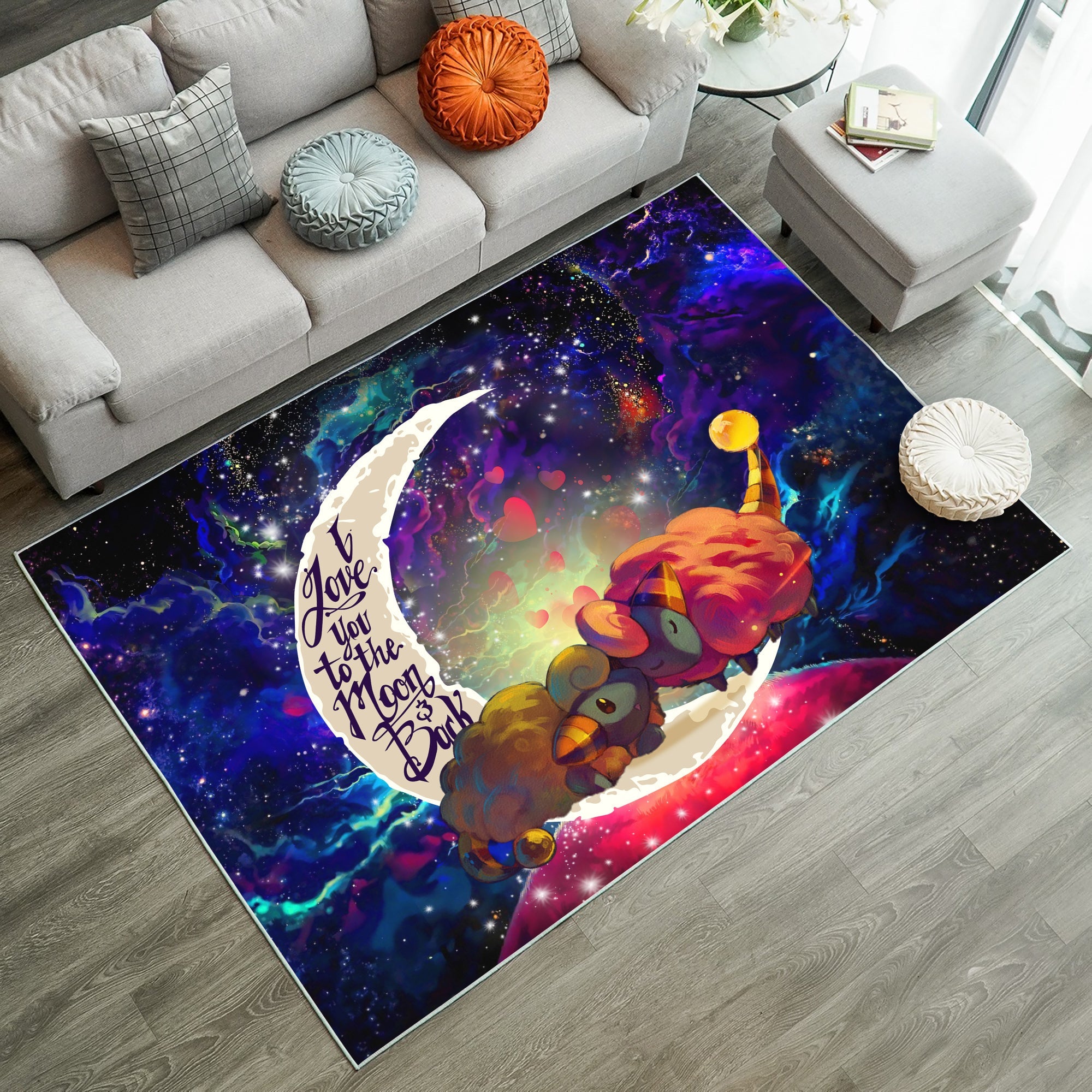 Tapis Mareep Pokemon Love You To The Moon Galaxy Rug Carpet Rug Home Room Decor – Image 3