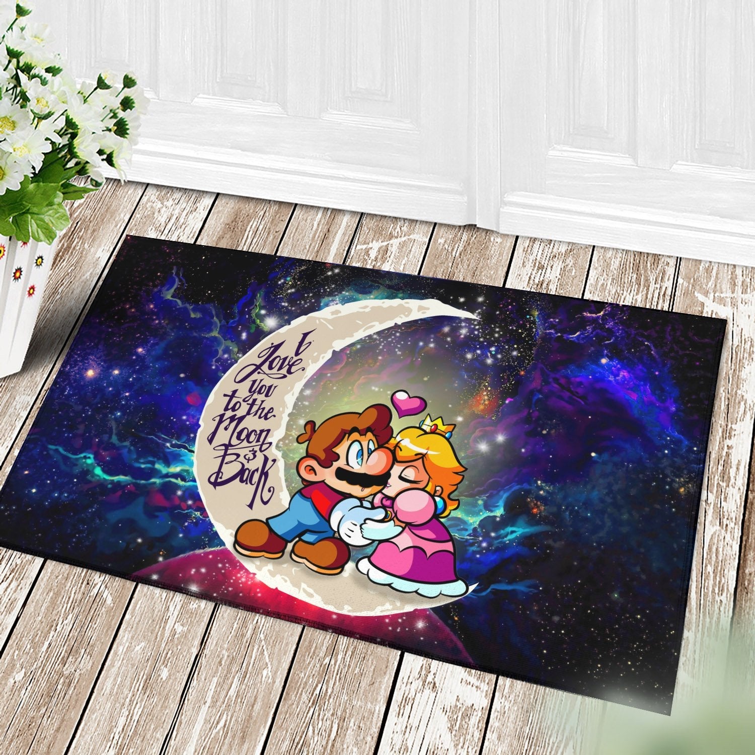Tapis Mario Couple Love You To The Moon Galaxy Back Doormat Home Decor – Image 3