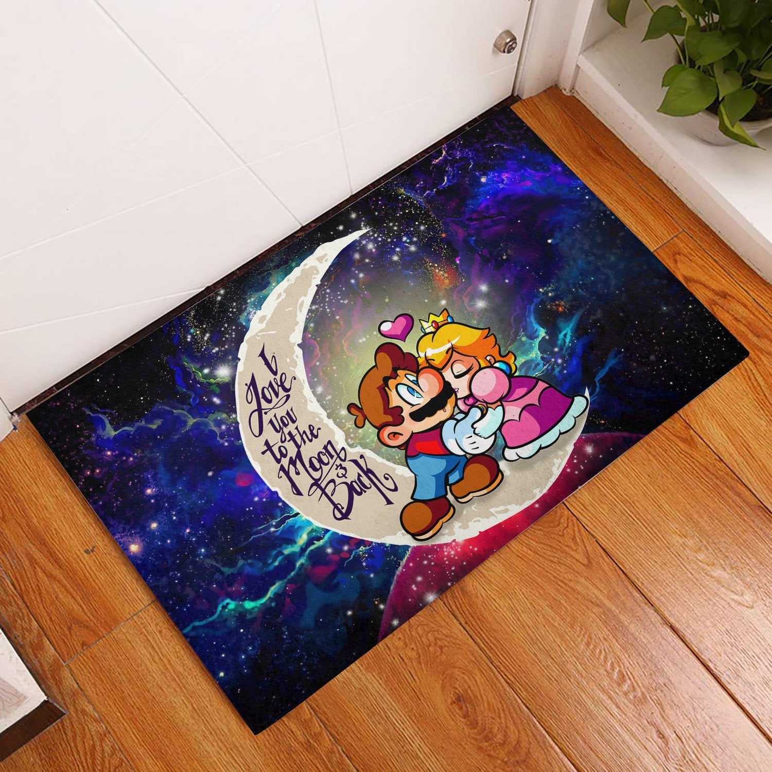 Tapis Mario Couple Love You To The Moon Galaxy Back Doormat Home Decor