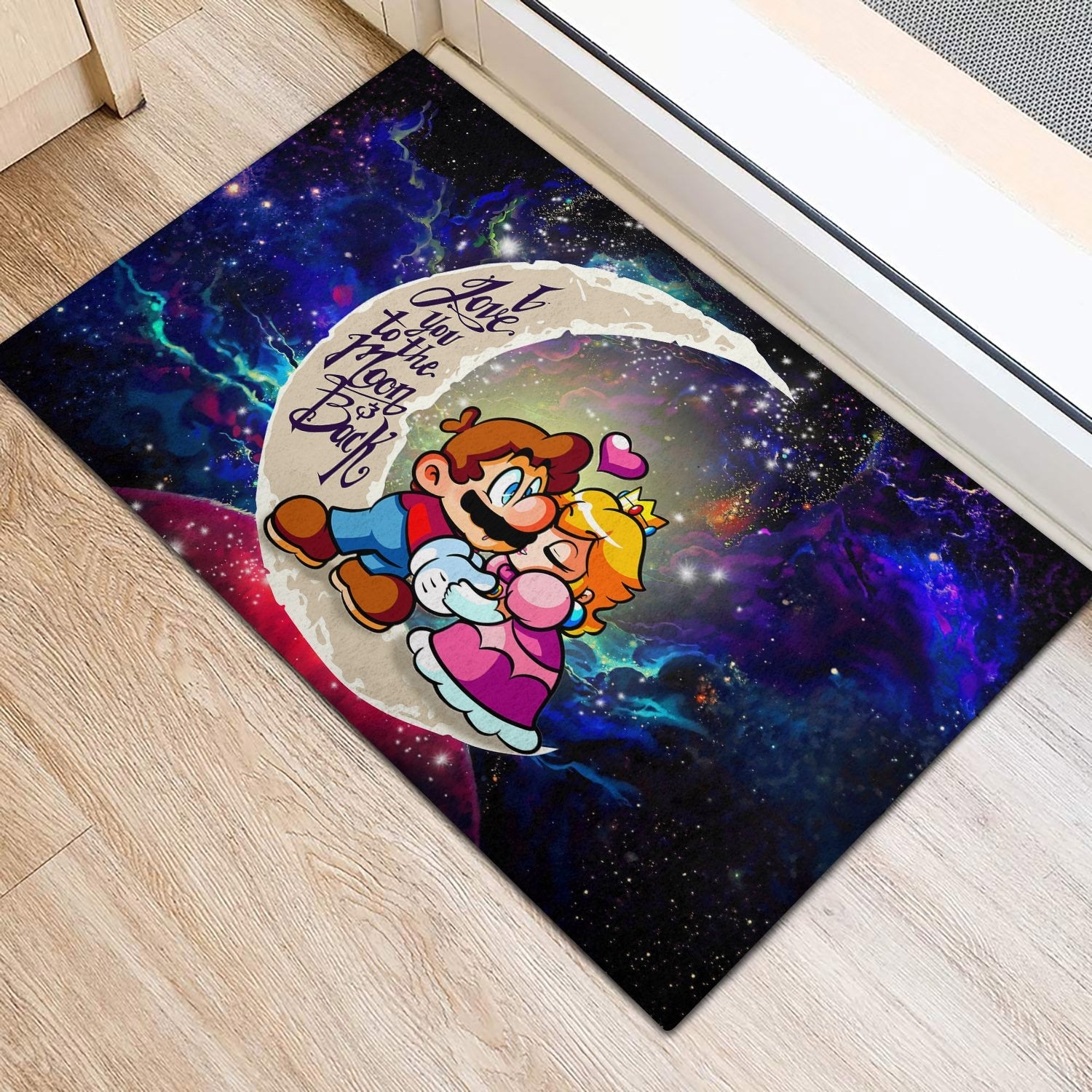 Tapis Mario Couple Love You To The Moon Galaxy Back Doormat Home Decor – Image 2