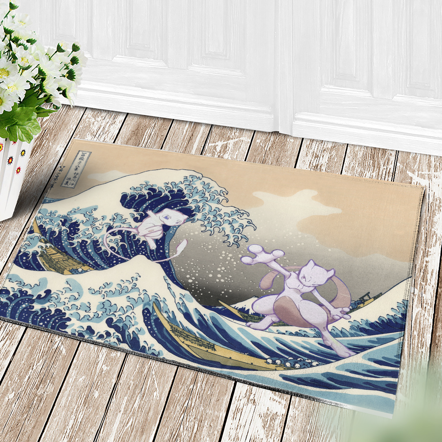 Tapis Mewtwo Vs Mew Pokemon The Great Wave Japan Doormat Home Decor