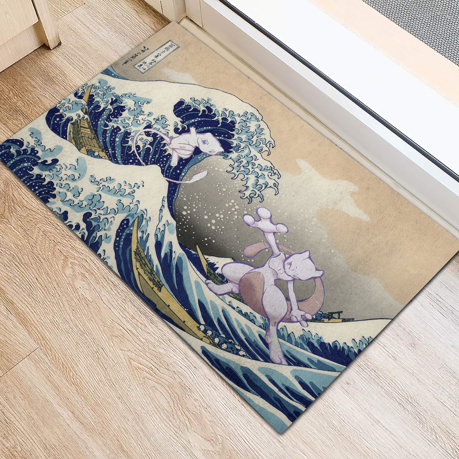 Tapis Mewtwo Vs Mew Pokemon The Great Wave Japan Doormat Home Decor – Image 2