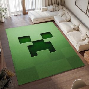 Alternative view of Tapis Minecraft – Creeper au visage vert