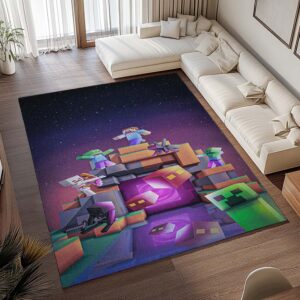 Alternative view of Tapis Minecraft – Biome du Nether, Steve contre les ennemis
