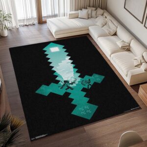 Alternative view of Tapis Minecraft – Steve avec épée en diamant 2