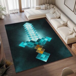 Alternative view of Tapis Minecraft – Steve avec épée en diamant