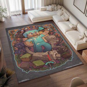 Alternative view of Tapis Minecraft – Steve et les personnages du jeu
