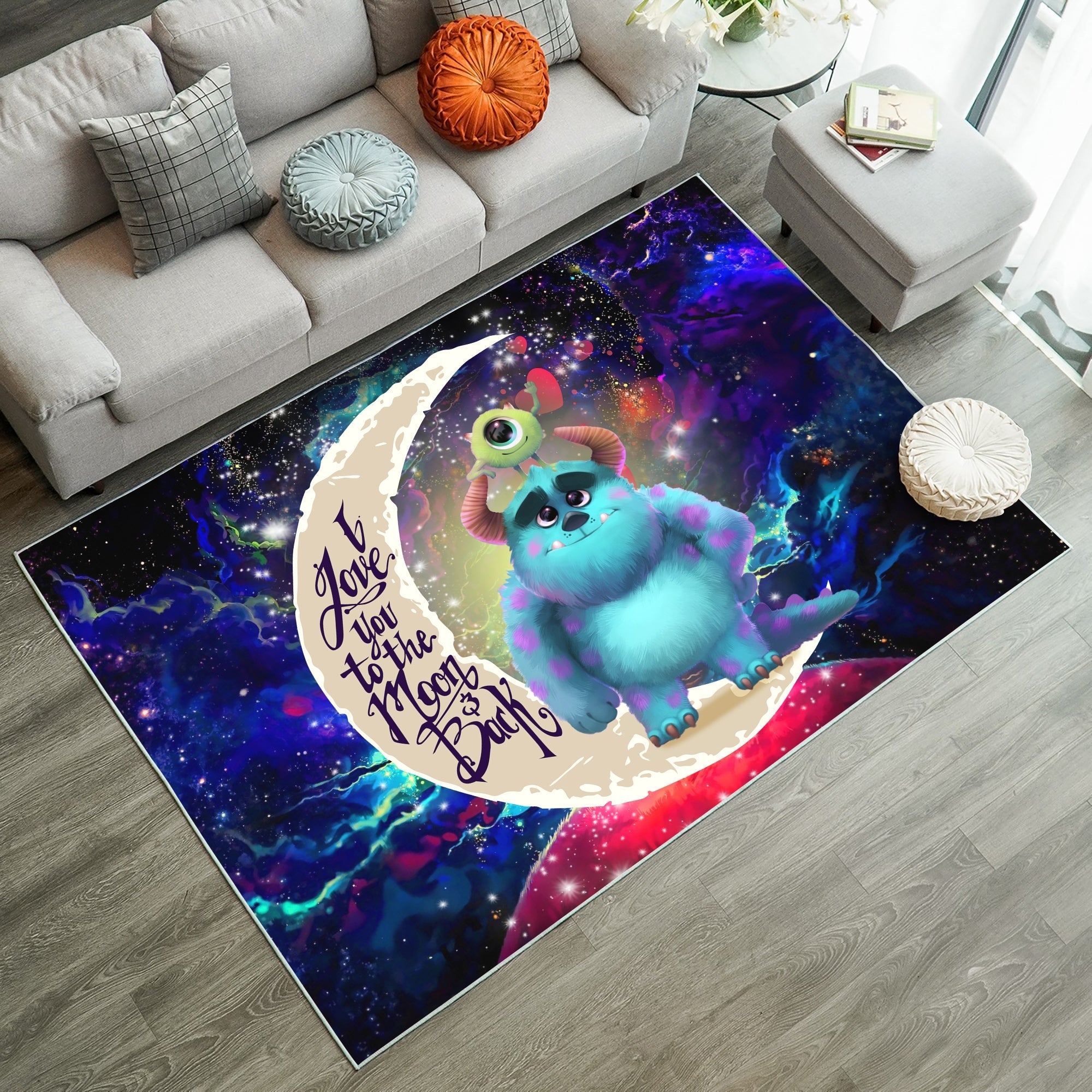 Tapis Monster Inc Sully And Mike Love You To The Moon Galaxy Rug Carpet Rug Home Room Decor – Image 3