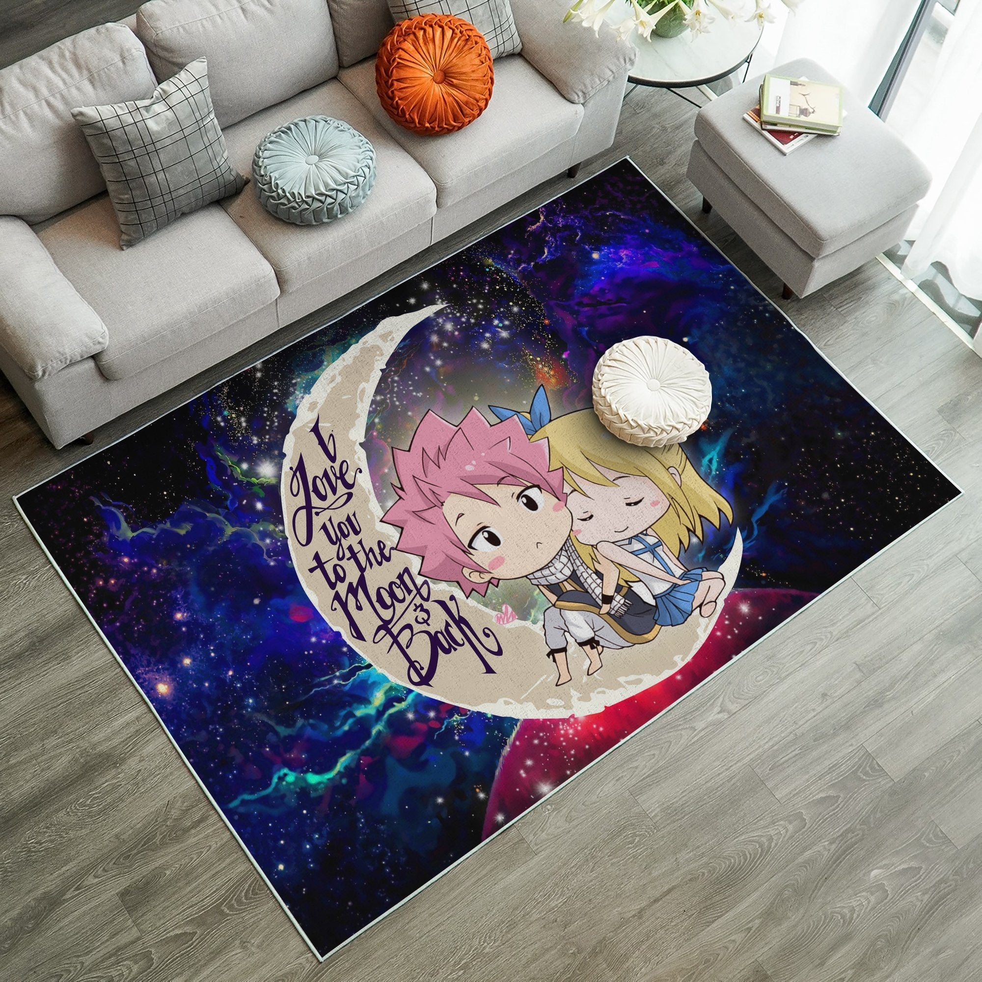 Tapis Natsu Fairy Tail Anime Love You To The Moon Galaxy Carpet Rug Home Room Decor – Image 2