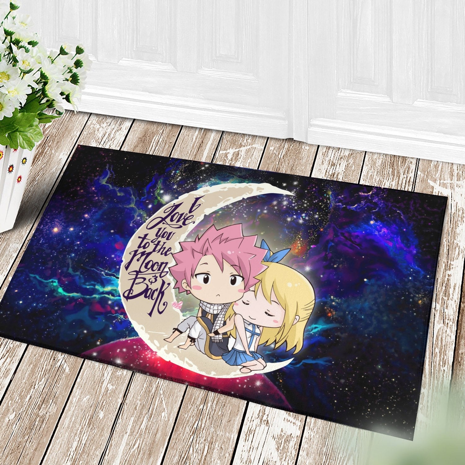 Tapis Natsu Fairy Tail Anime Love You To The Moon Galaxy Back Doormat Home Decor – Image 3