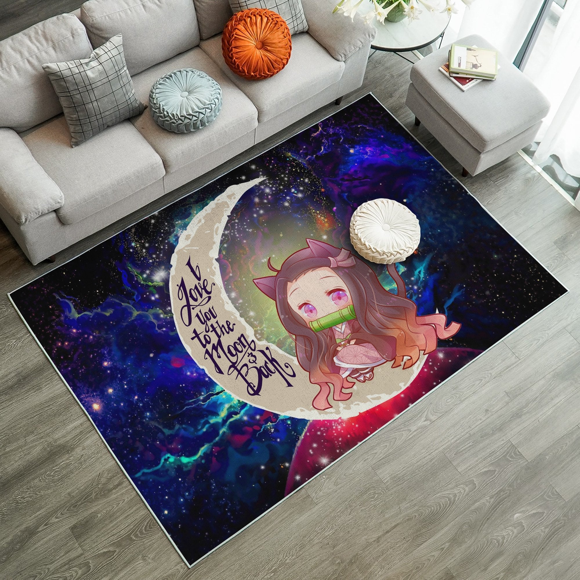 Tapis Nezuko Demon Slayer Love You To The Moon Galaxy Carpet Rug Home Room Decor – Image 2